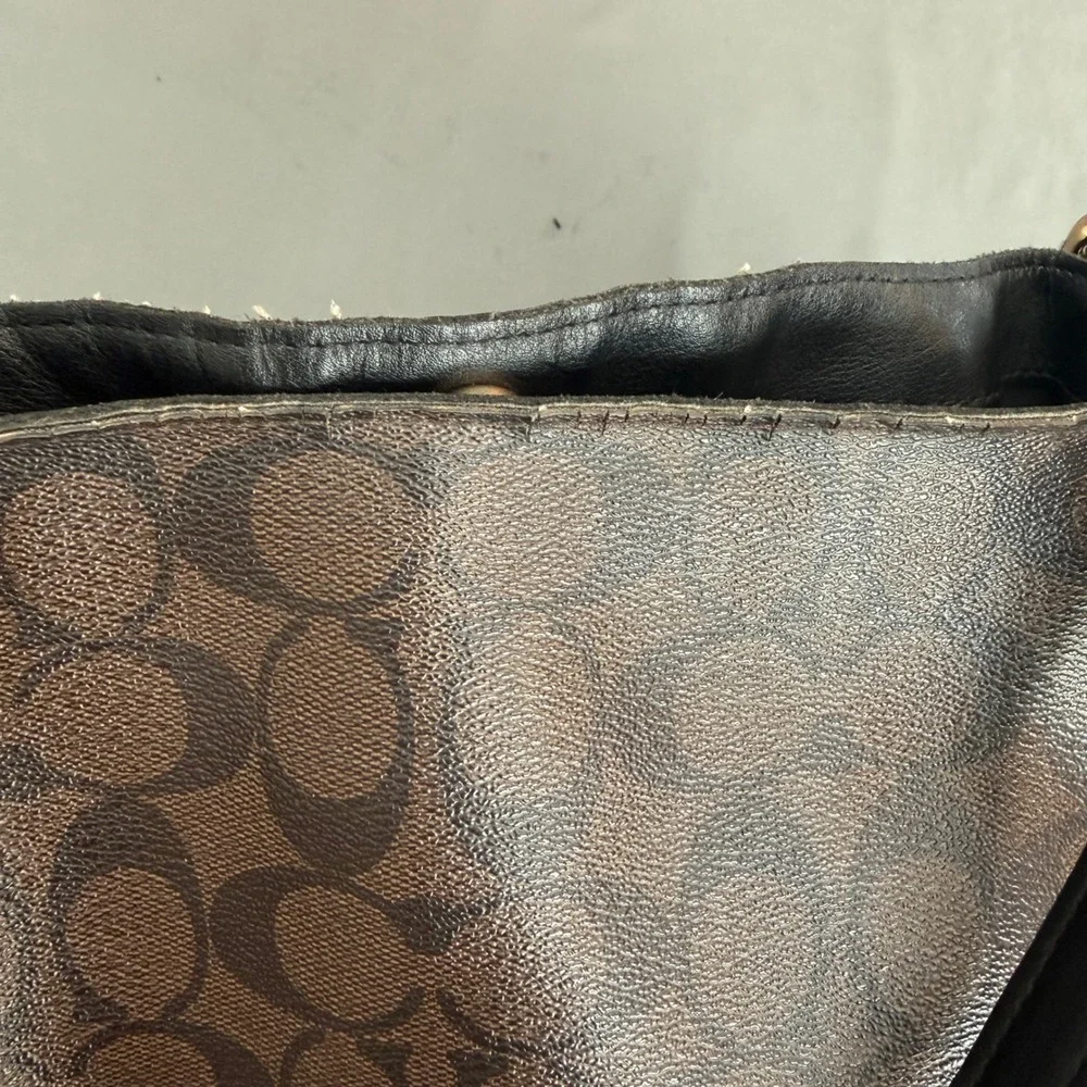 Coach Lexy Shoulder Bag Signature Coated Canvas Brown Black Monogram - Picture 12 of 12